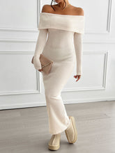 Load image into Gallery viewer, Devine Bow Off-Shoulder Long Sleeve Sweater Dress
