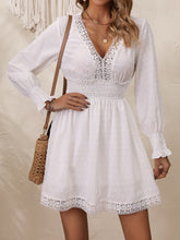 Load image into Gallery viewer, Lace Detail V-Neck Long Sleeve Dress
