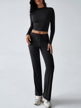 Load image into Gallery viewer, Devine Round Neck Long Sleeve Top and Drawstring Pants Set
