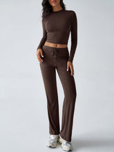 Load image into Gallery viewer, Devine Round Neck Long Sleeve Top and Drawstring Pants Set
