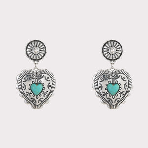 Artificial Turquoise Heart Dangle Earrings