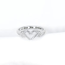 Load image into Gallery viewer, Hand Heart Shape 925 Sterling Silver Open Ring
